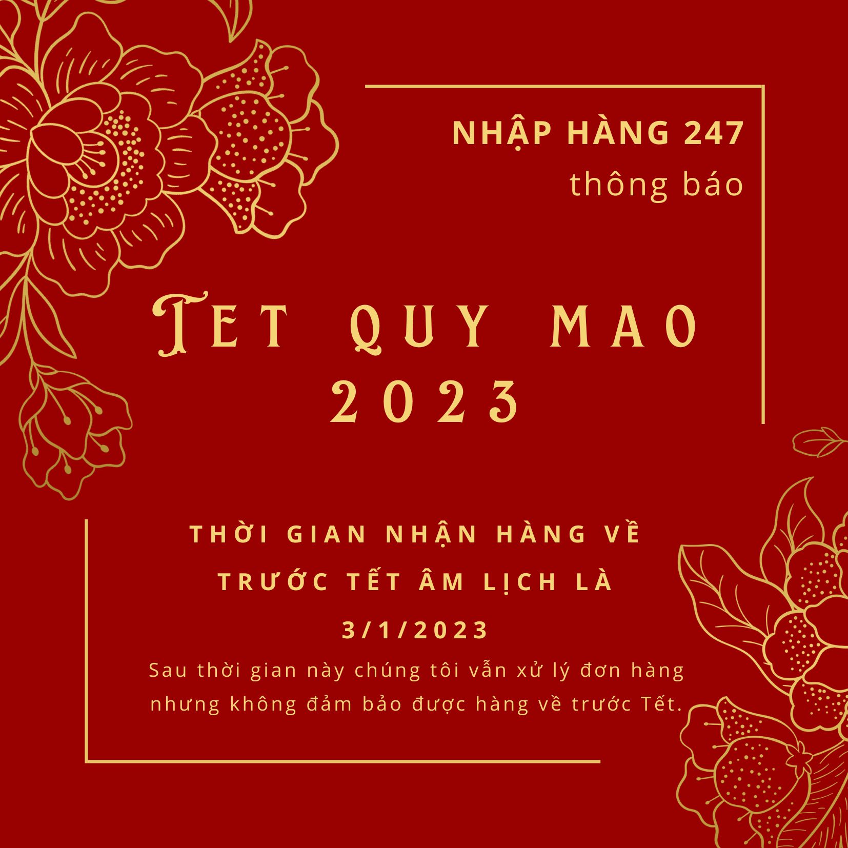 Lịch đặt hàng Tết Âm Lịch Quý Mão 2023