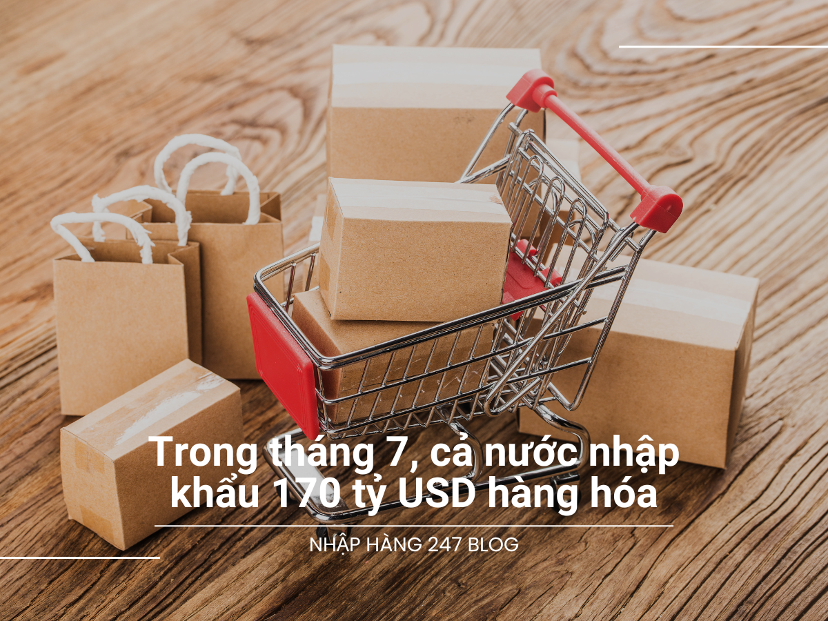 Trong tháng 7, cả nước nhập khẩu khoảng 170 tỷ USD hàng hóa 